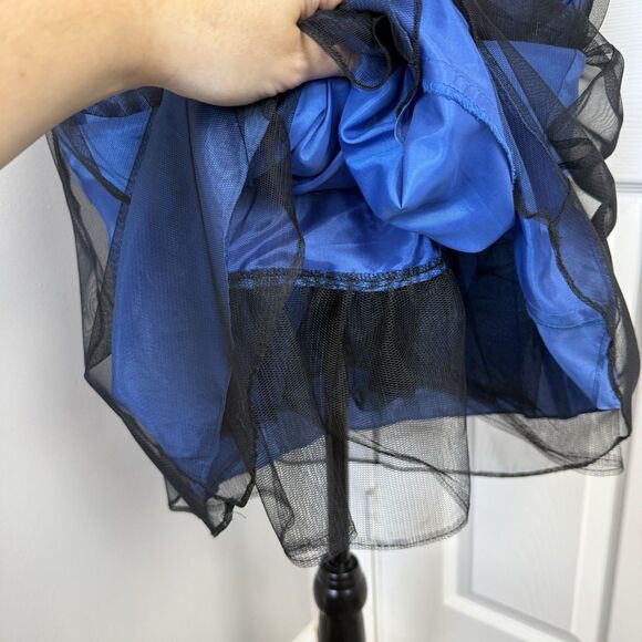 Vtg Y2K Babydoll Dress 11/12 Blue Black Mesh Bead Rhinestone Fairy Goth Whimsy - Picture 6 of 13